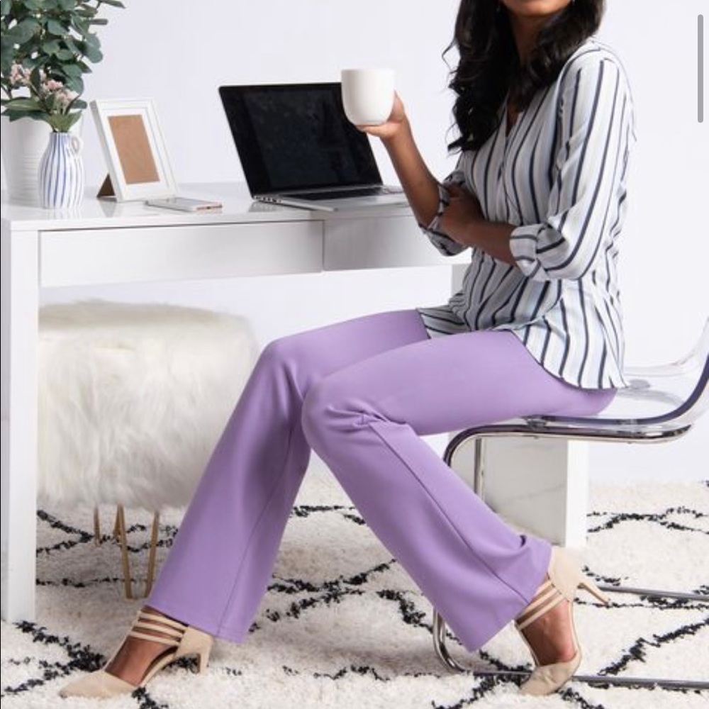 Betabrand Dress Pant Yoga Pants Straight Leg Classic - Purple XSP - Picture 11 of 11